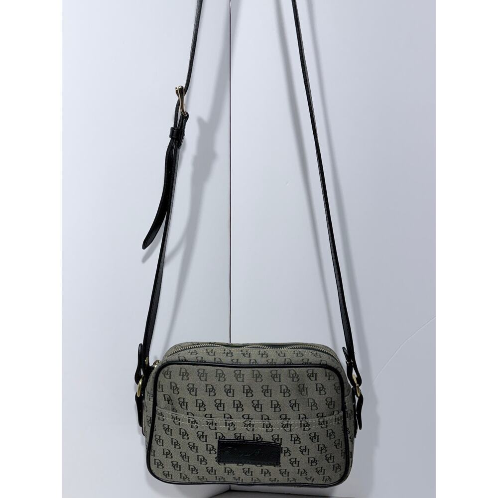 Dooney & Bourke DB Monogram Olive and Black Canvas Crossbody Camera Bag
